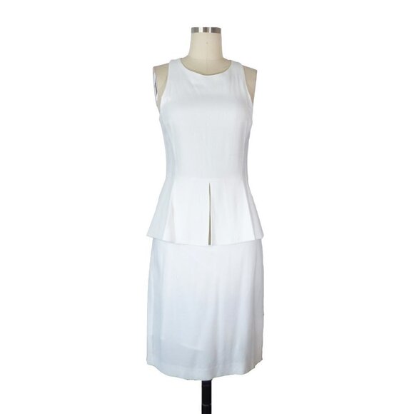 Theory Fefe Fitted Peplum Dress White Sz 0 work business professional classic - Picture 1 of 10